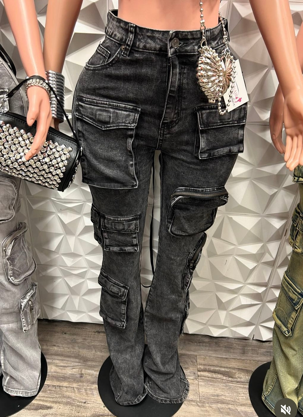 “Black Flame” Stacked Jeans