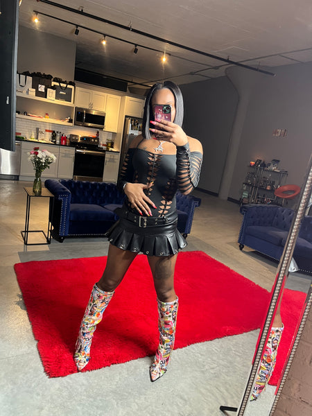 “Sexy Militia” Leather Skort