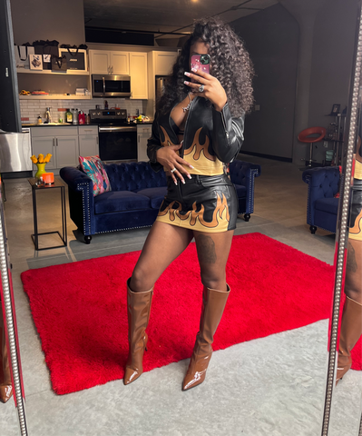 “BrownSugar Flames” Faux Leather Set