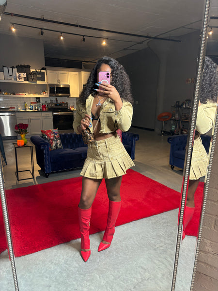 “Milk Marie” Denim Khaki Set